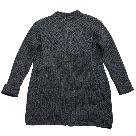 Inis Crafts Ireland Long Wool Cable Cardigan, Charcoal, M - Picture 7 of 8